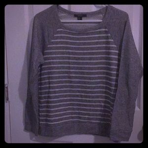 Gray and White Striped Sweater